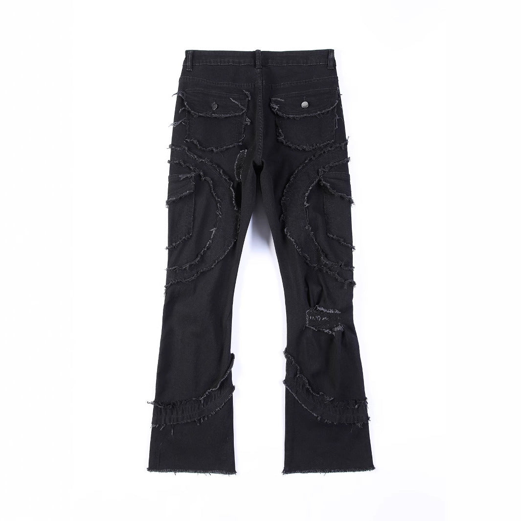 Men's Patchwork Fringe Jeans