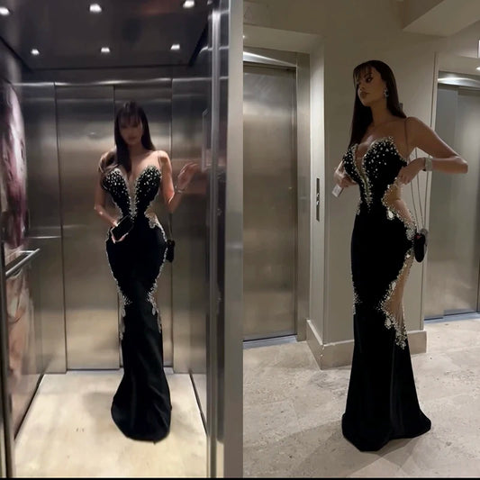 Black Strapless Long Dress