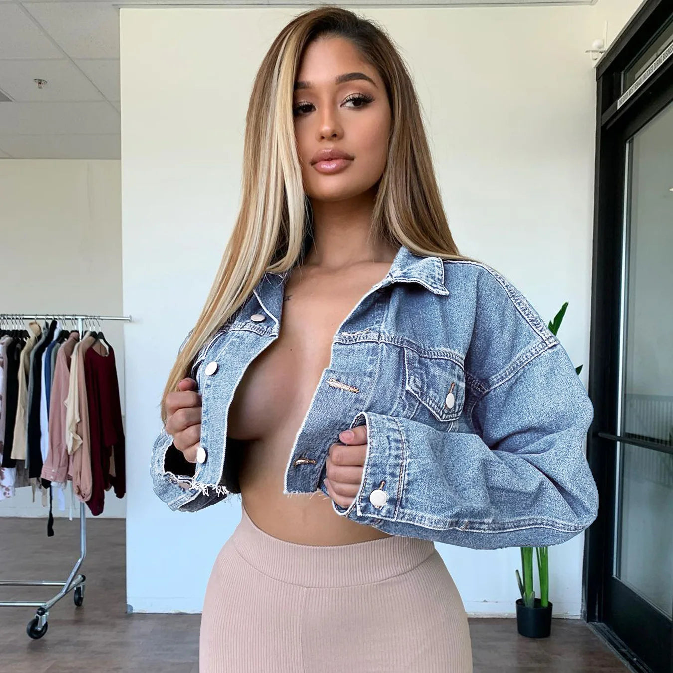 Denim diva crop jacket