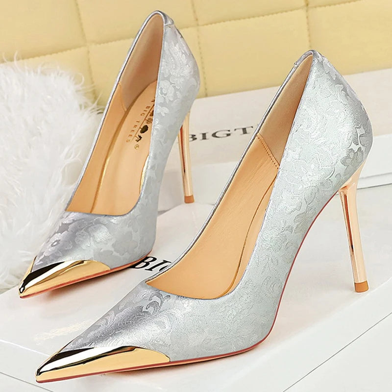 Metal Pointed End Pumps