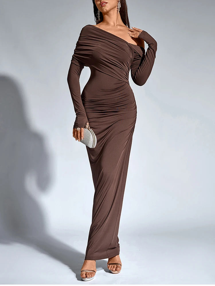 Asymmetric One Shoulder Maxi Dress