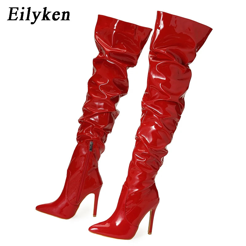 Over The Knee Patent Leather Stiletto