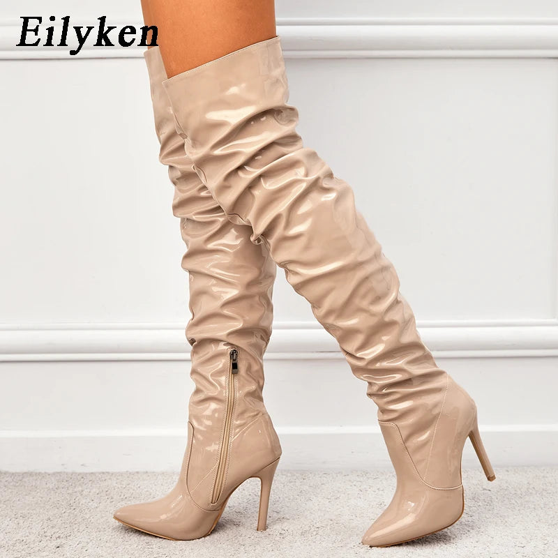 Over The Knee Patent Leather Stiletto