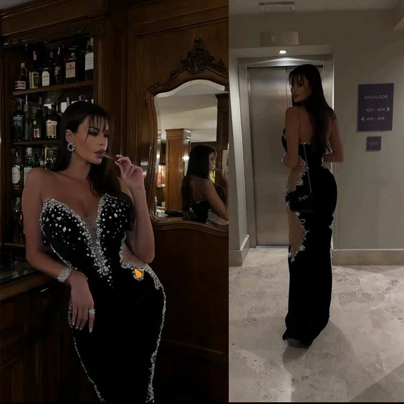 Black Strapless Long Dress