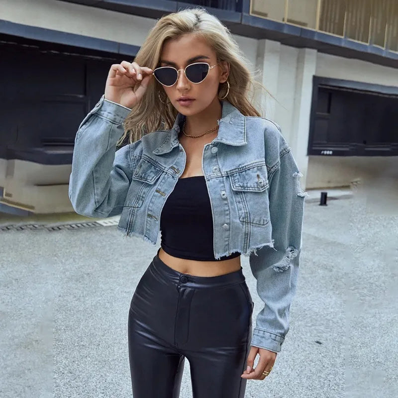 Decked out denim crop jacket