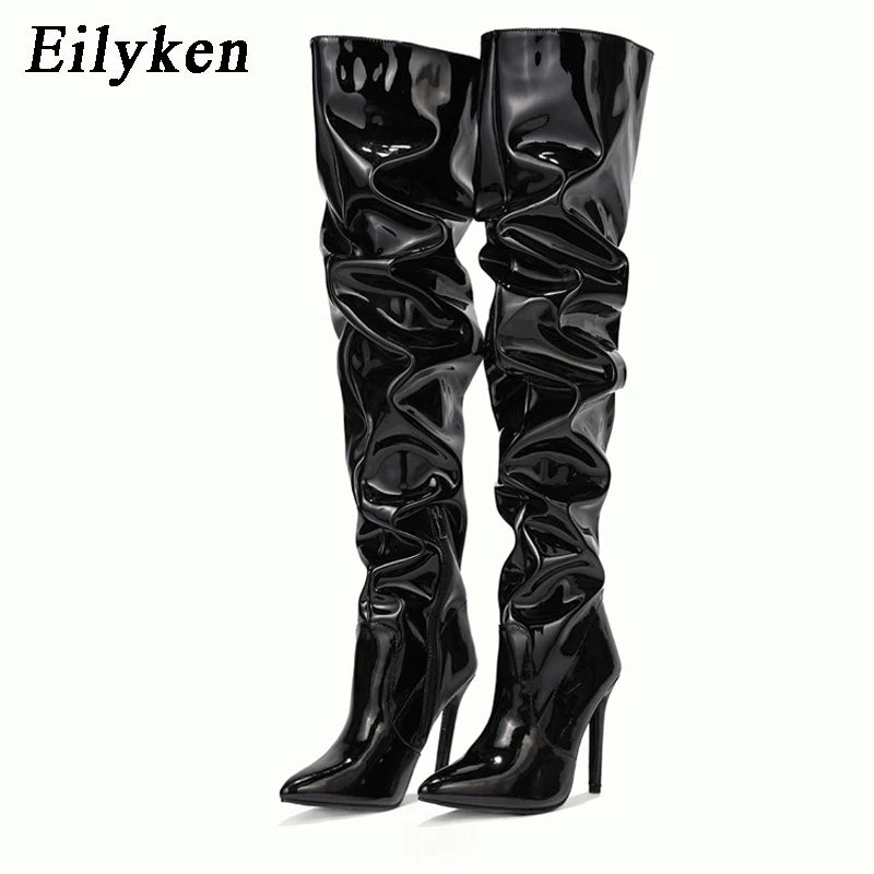 Over The Knee Patent Leather Stiletto