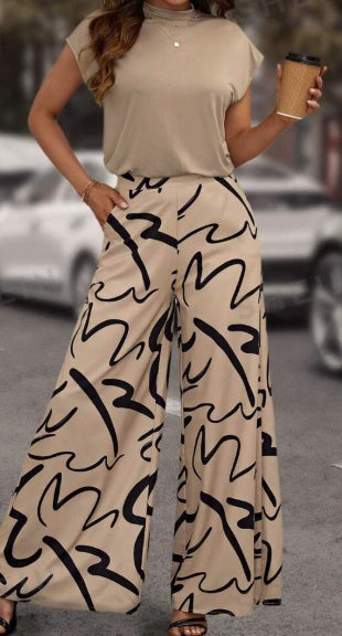 Allover Wide Leg Pants