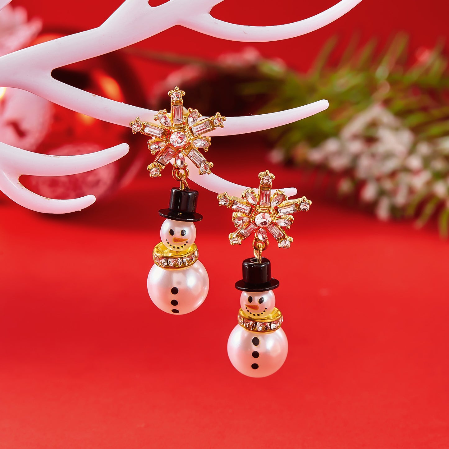 Christmas Snowman Pendant Earrings