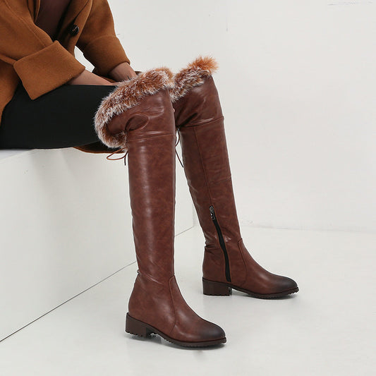 High Thick Leather Over Knee Boots