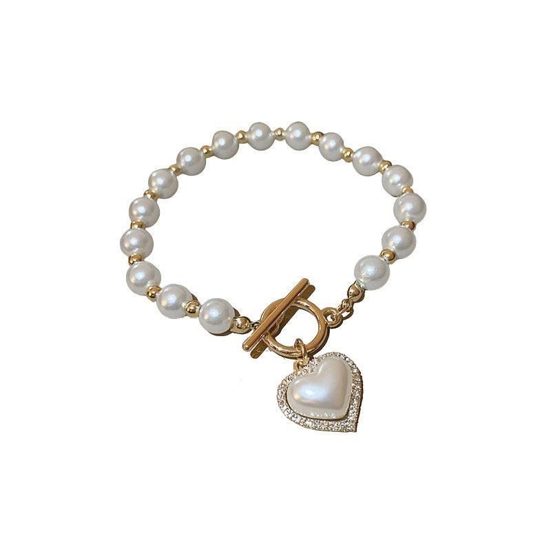 Buckle Pearl Heart Bracelet