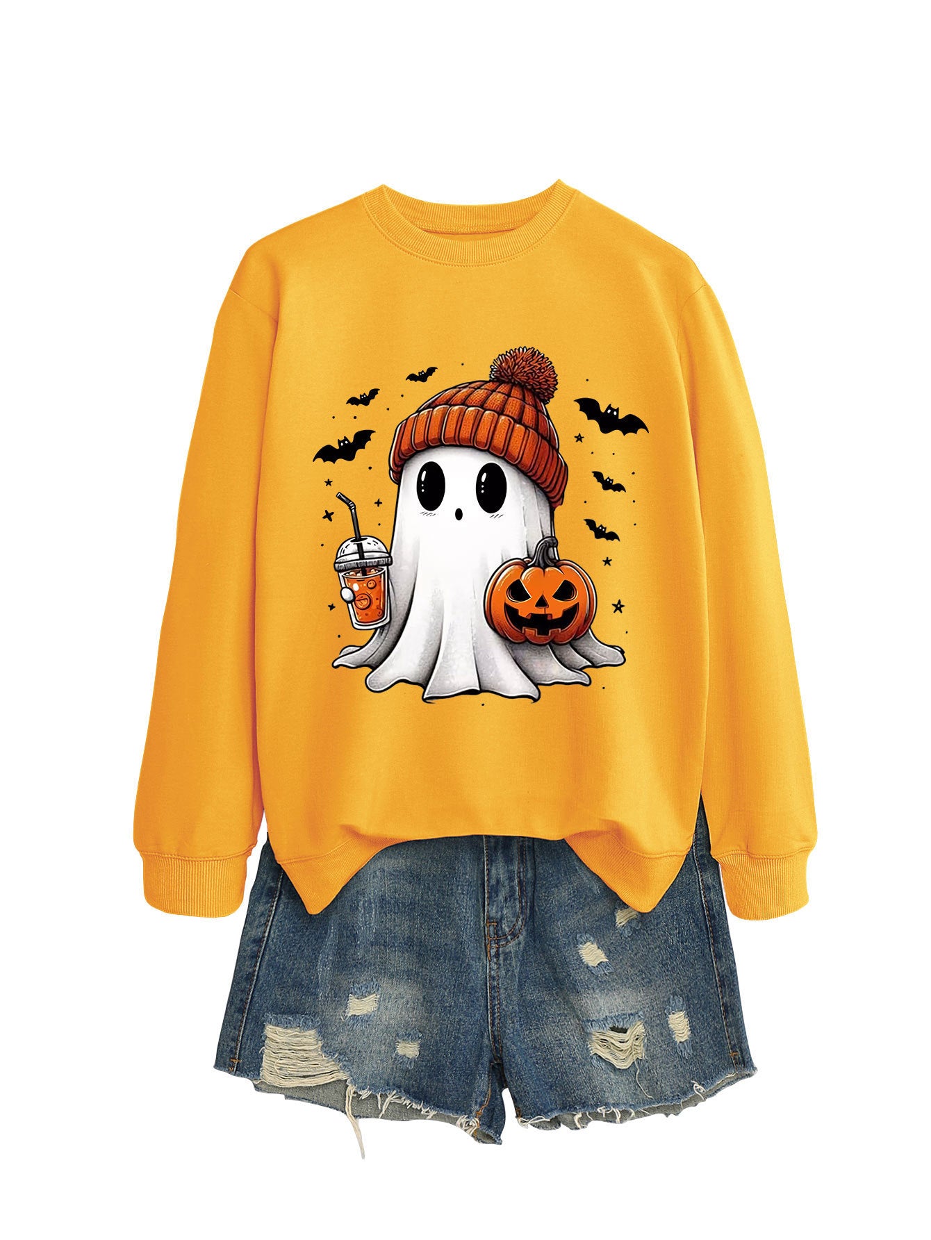 Pumpkin Bat Crew Neck Sweatshirt