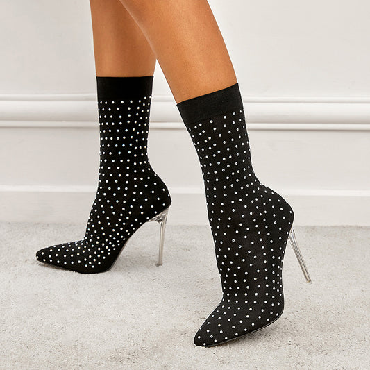 Pointed Toe Elastic Stiletto Sock Boots