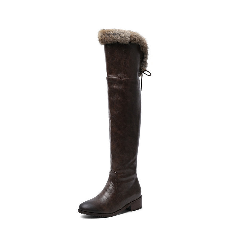 High Thick Leather Over Knee Boots