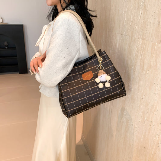 Check Pattern Bag Large Capacity