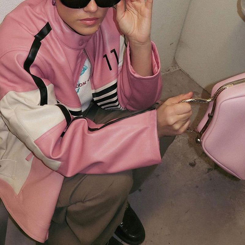 Pink Leather Coat