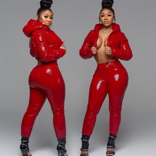 Hooded Coat Low Waist Suit