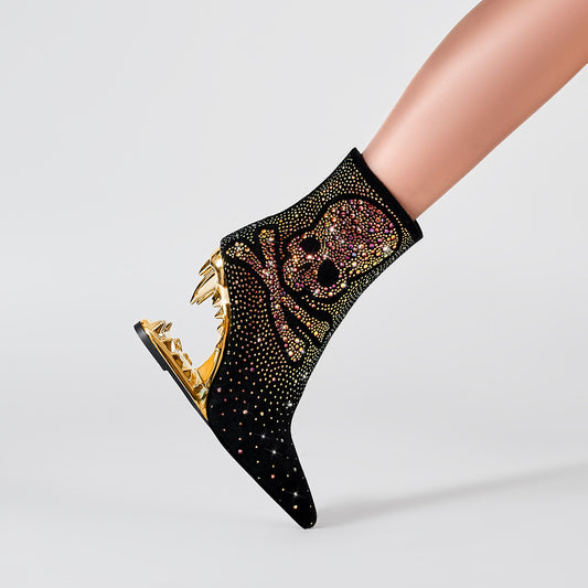Rhinestone Tiger Tooth Profiled Heel Skull