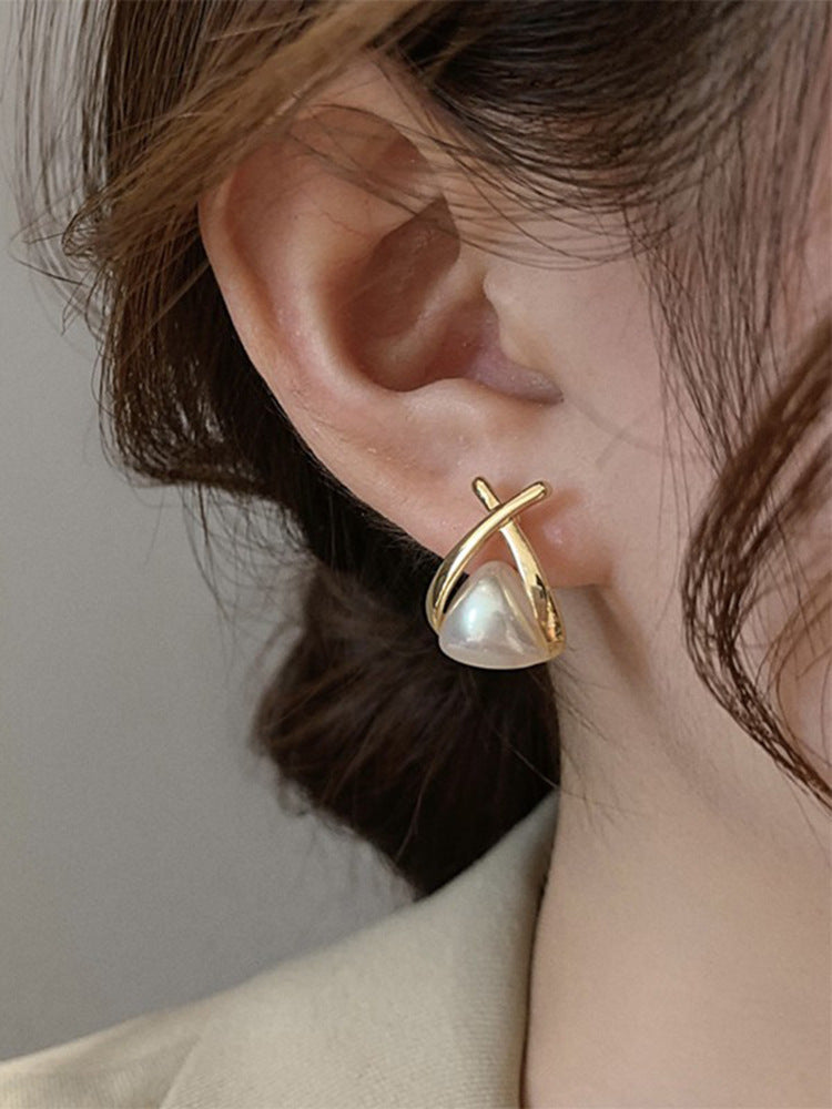 Cross Pearl Earrings