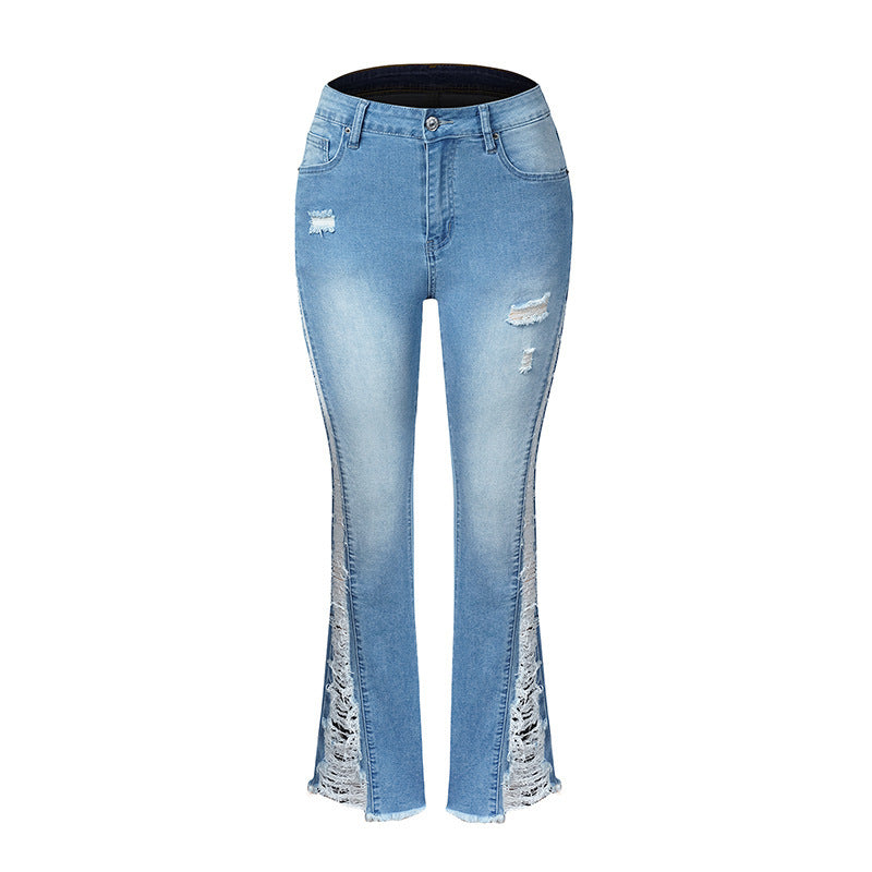 Stretch Ripped Flared Jeans