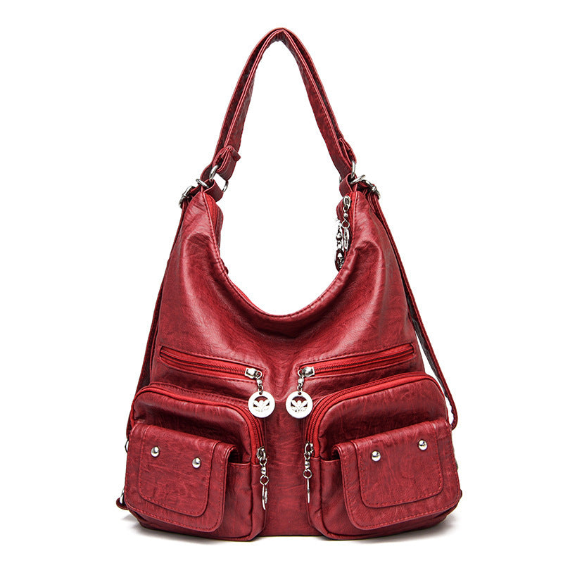 Soft Leather Textured Shoulder Bag