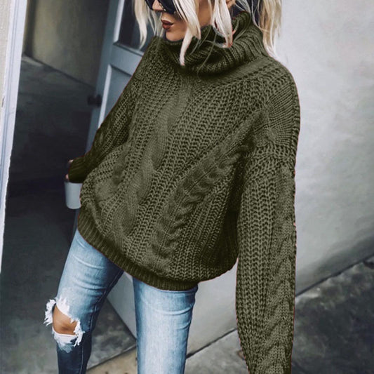 Solid Color Turtleneck Knitting