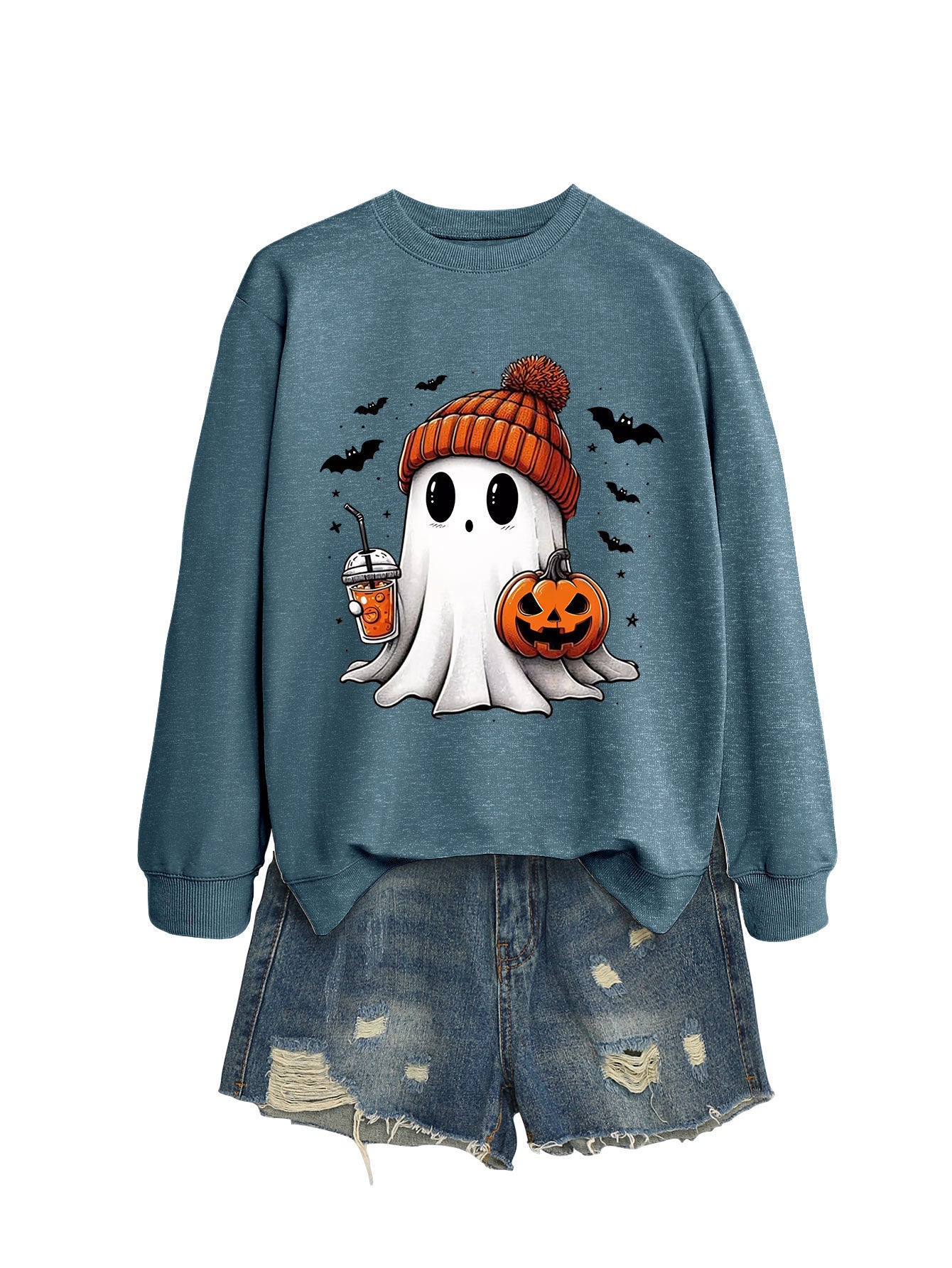 Pumpkin Bat Crew Neck Sweatshirt