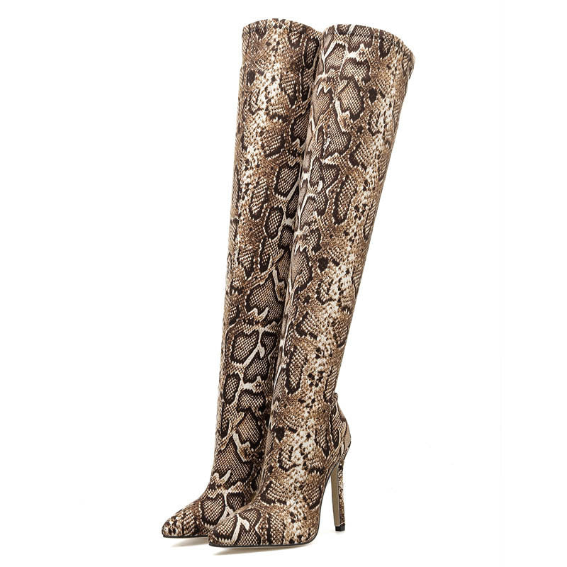 Pointed Print Stiletto Heel Over The Knee