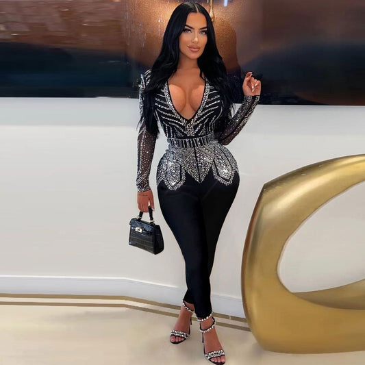 V-neck Stretch Jumpsuit