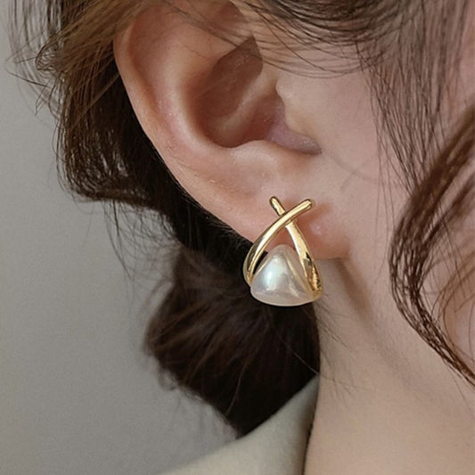 Cross Pearl Earrings