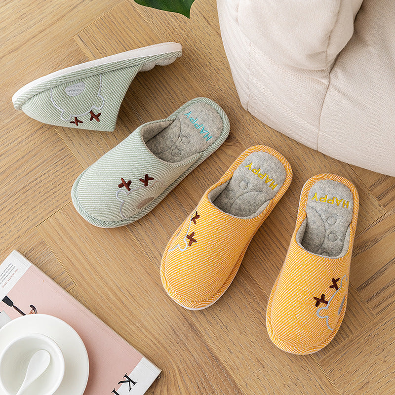 Linen Slippers House Shoes