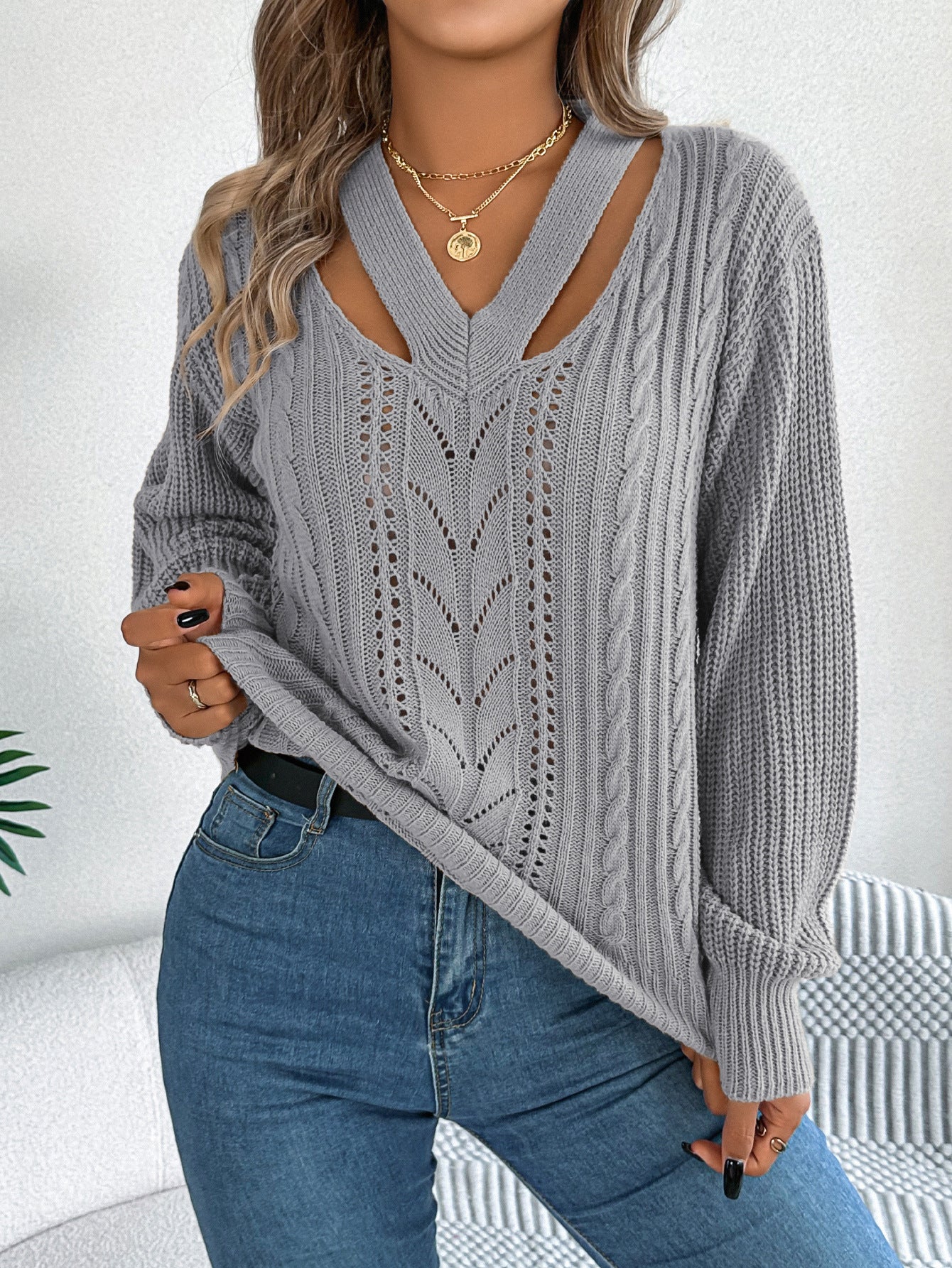 V-neck Pullover Sweater