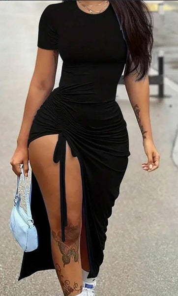 Drawstring Split Dress