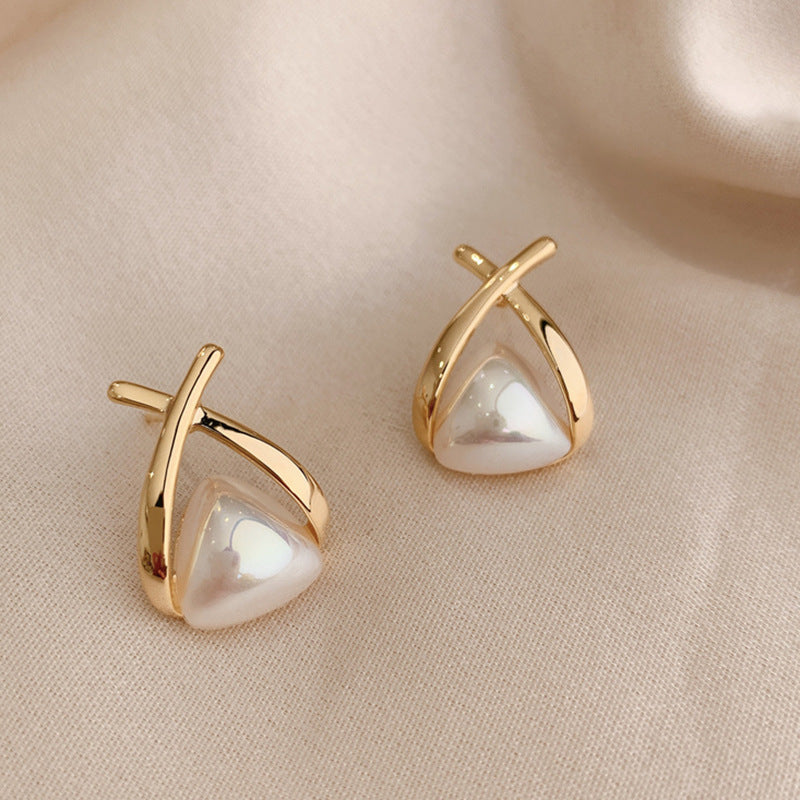 Cross Pearl Earrings