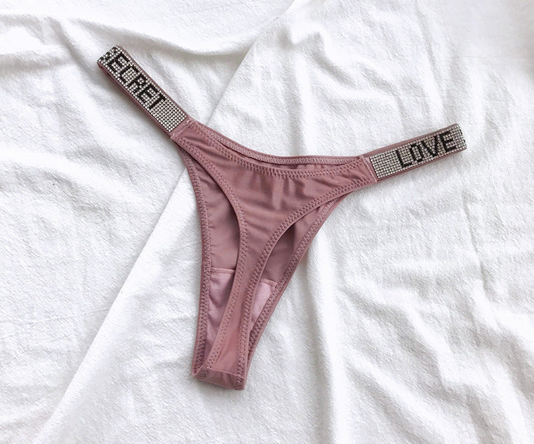 Low Waist Rhinestone G-string