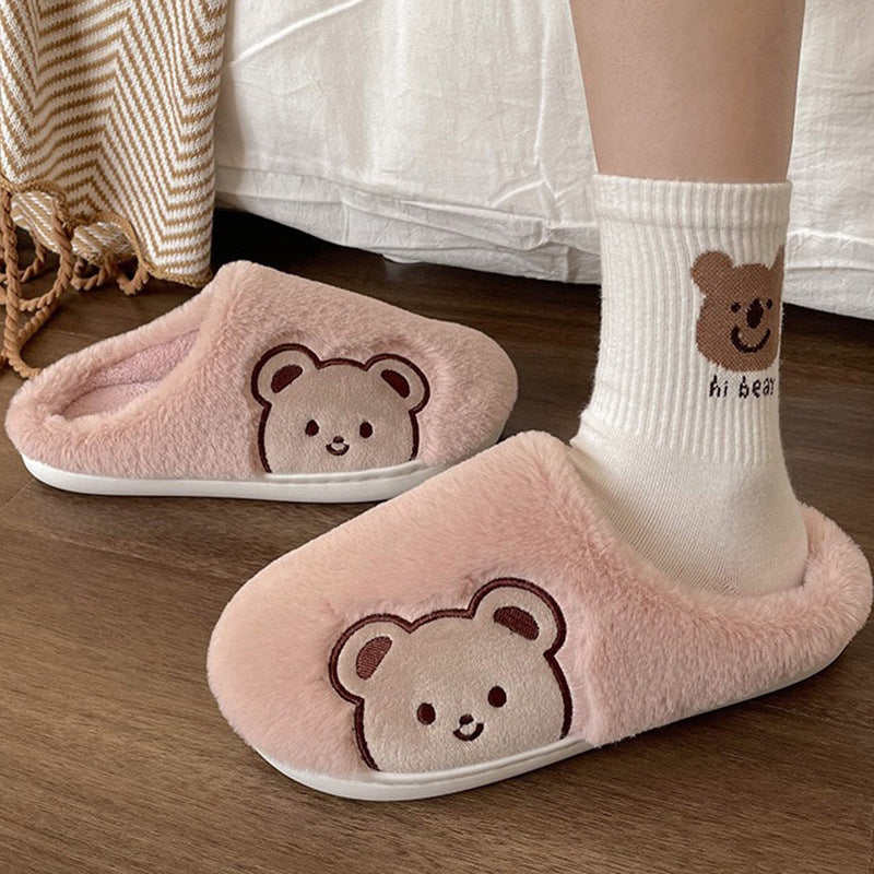 Plush Soft Bear Warm Cotton Slippers