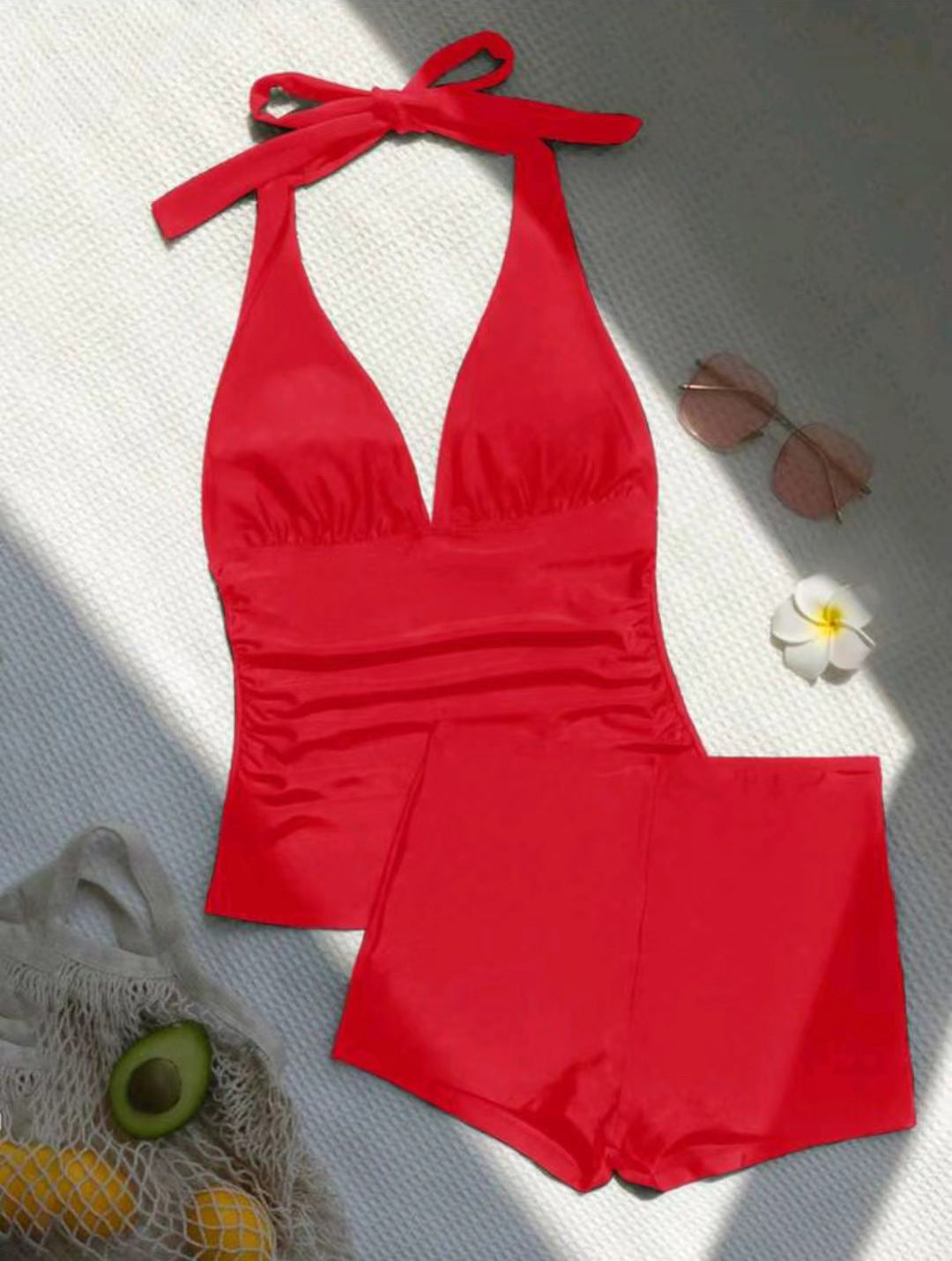 Foreign Solid Color Split Swimsuit