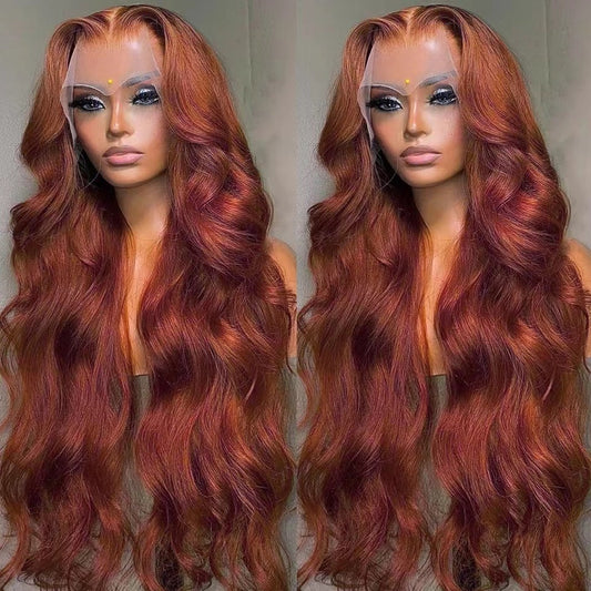 Front Lace Red Long Curly Wig