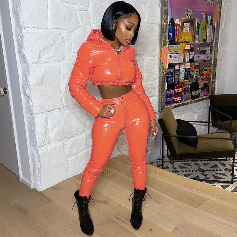 Hooded Coat Low Waist Suit