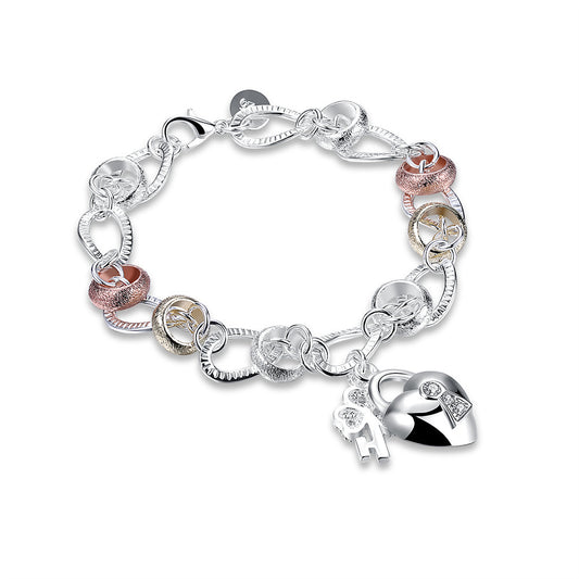 Heart Pendant Flower Bracelet