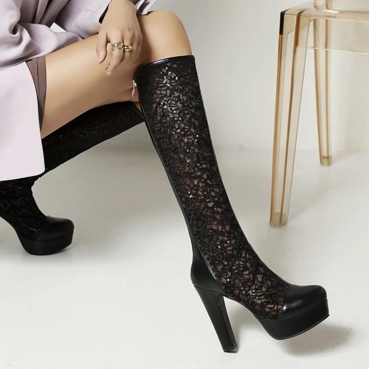 High-top Mesh Sandal Boots