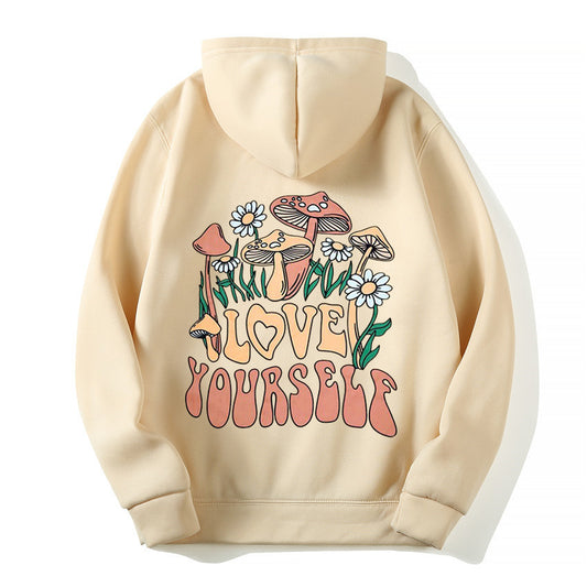 Loose Mushroom Slogan Hoodie