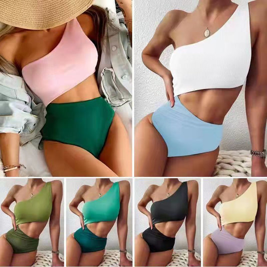 Triangle One-piece Bikini Hollow Out Vacation Swimsuit