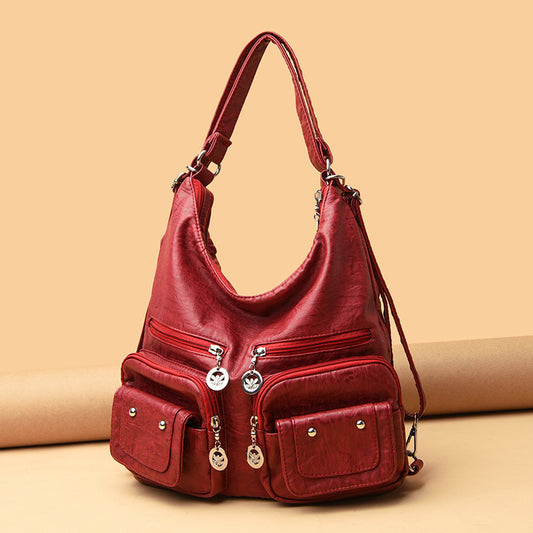 Soft Leather Textured Shoulder Bag