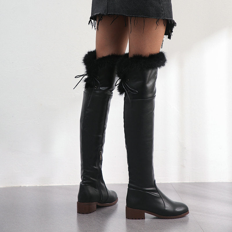 High Thick Leather Over Knee Boots