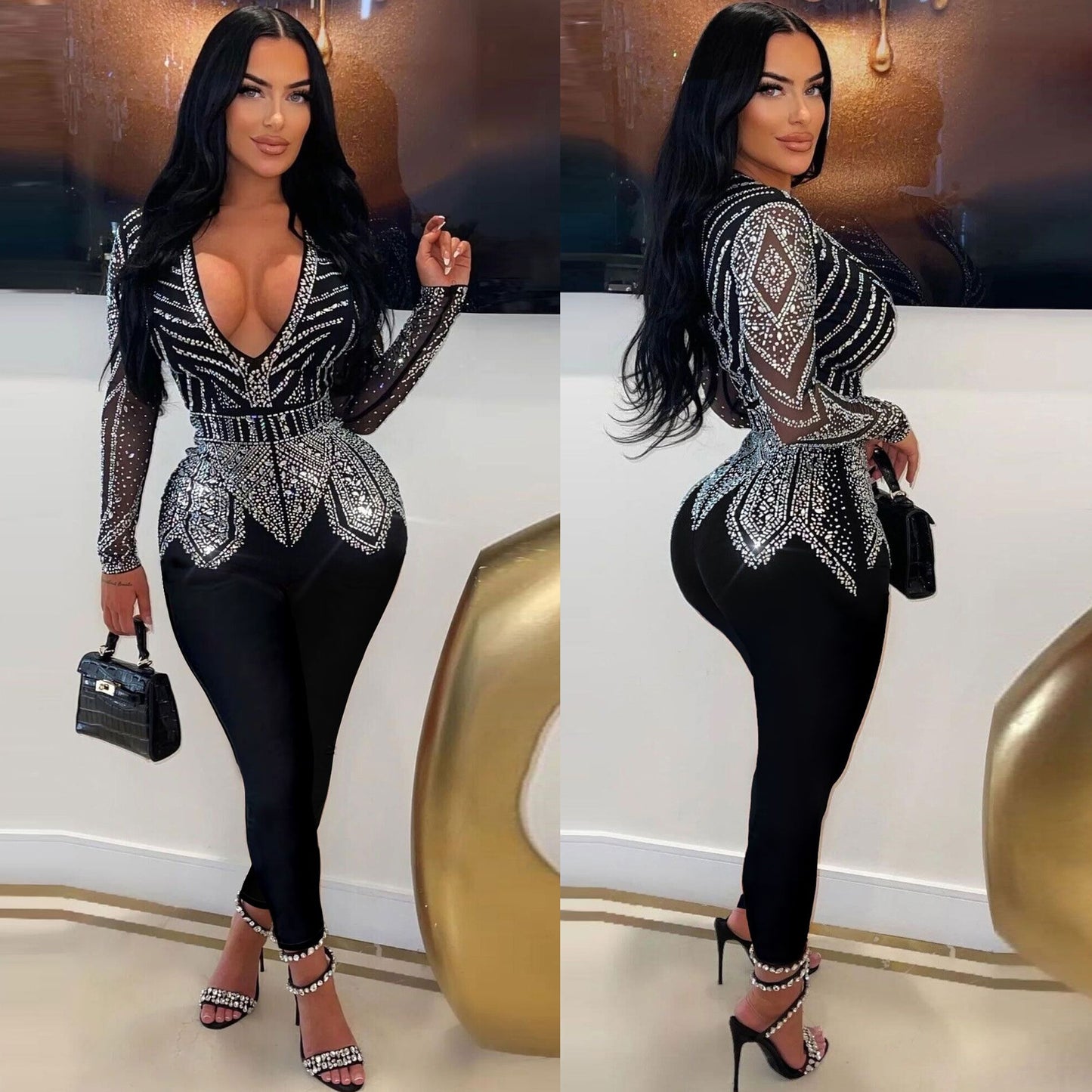 V-neck Stretch Jumpsuit