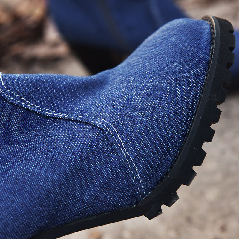 Denim Mid Tube Women Boots