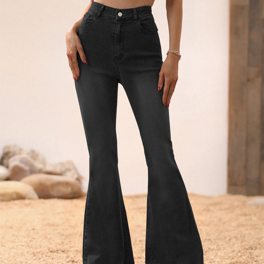 Flared Jeans Black Rough Edges