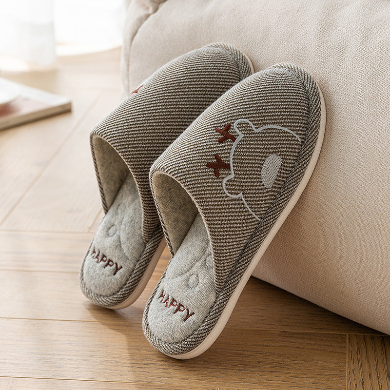Linen Slippers House Shoes