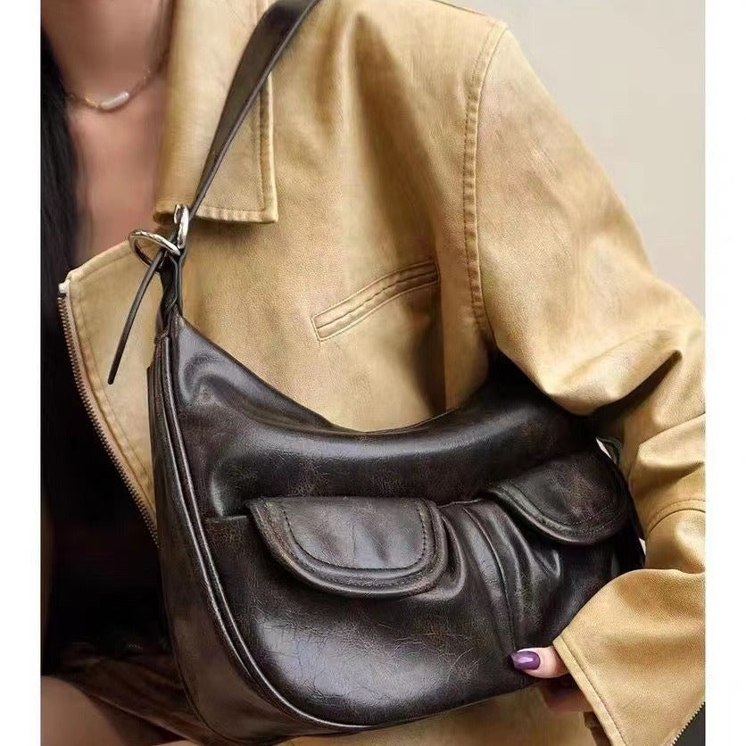 One-shoulder Maillard Distressed Bag