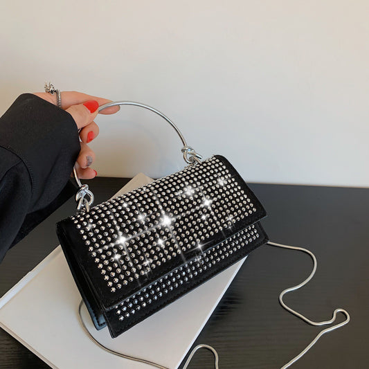 Glitter Crystals Daily Silver Black Shoulder Bag